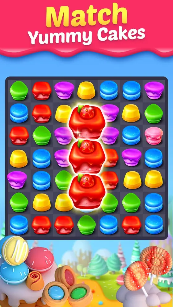Cake Smash Mania - Match 3 gameplay screen one